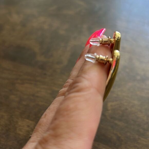 Gold Dangle Statement Geometric Long Triangle Exaggerated Earrings - Picture 9 of 9